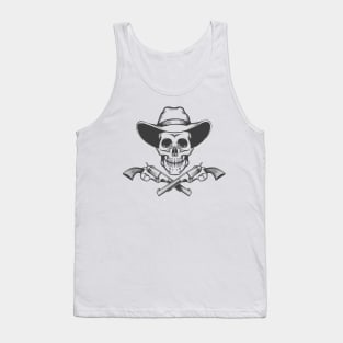 Skull in a cowboy hat and revolvers. Tank Top